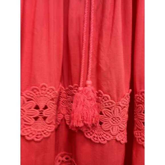 Patrizia Luca Womens Blouse Top Medium Pink Crochet BOHO Peasant Flare Sleeve - Picture 3 of 11